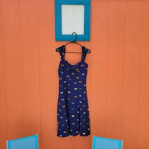 Navy blue butterfly dress with sweetheart neckline